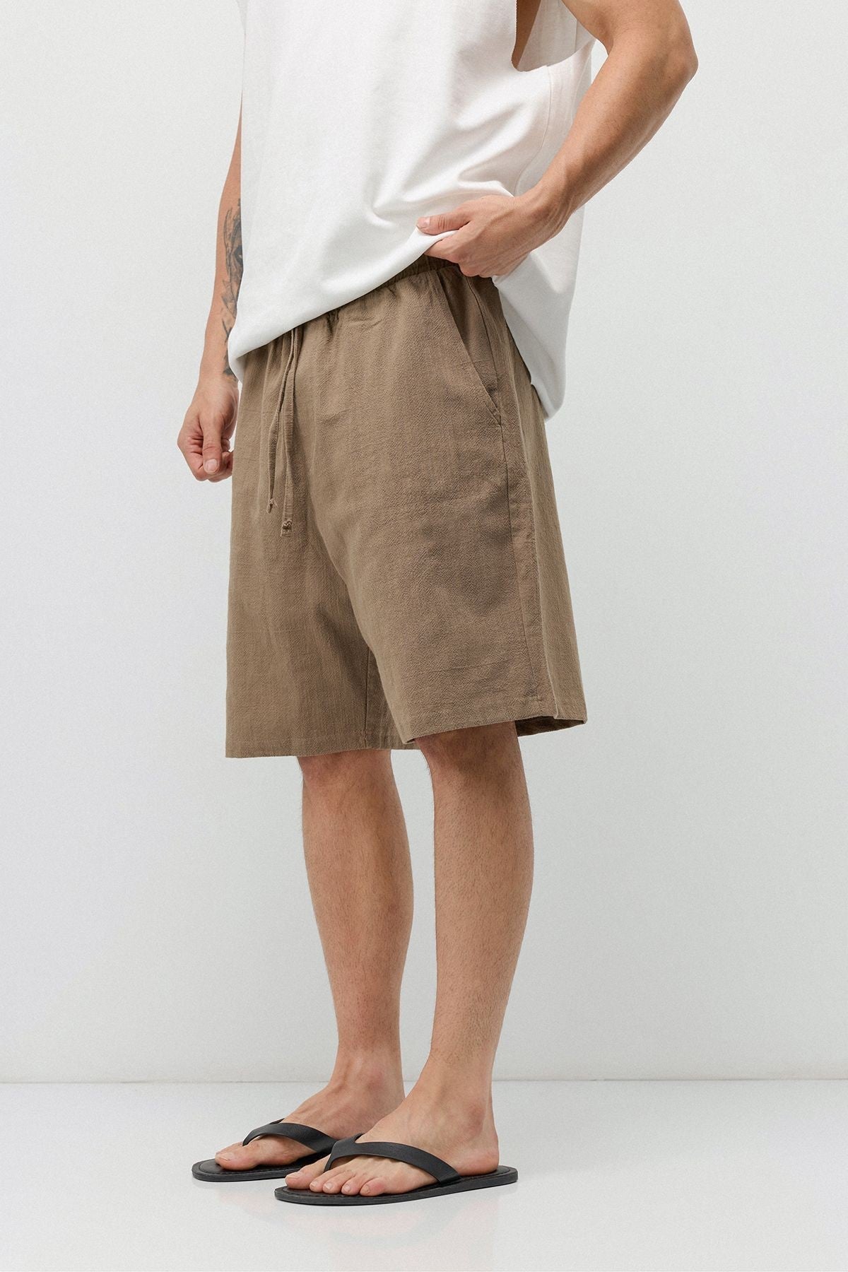 Basic Oversized Linen Shorts