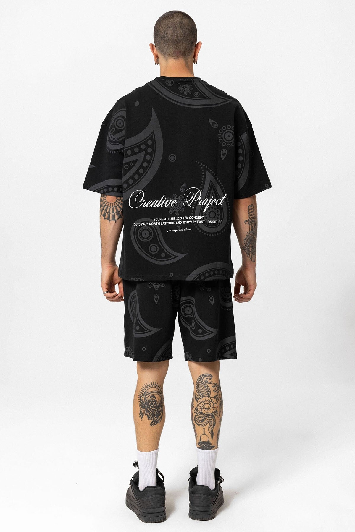 Oversized Patterned Shorts and T-Shirt Set