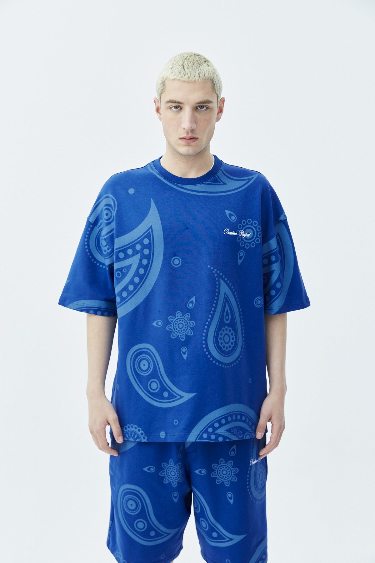 Oversized Patterned Shorts and T-Shirt Set