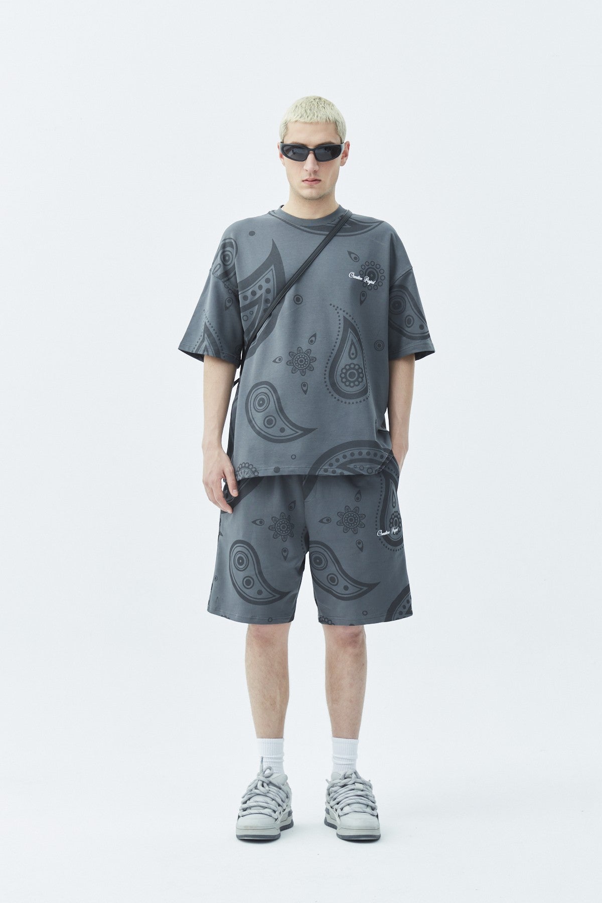 Oversized Patterned Shorts and T-Shirt Set