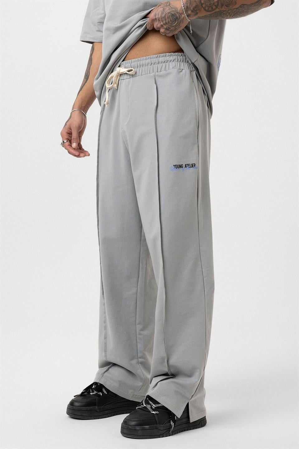 Oversized Sweatsuit Set with Slit Hem