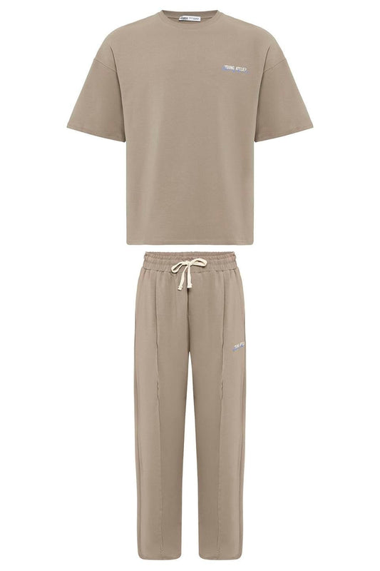 Oversized Sweatsuit Set with Slit Hem