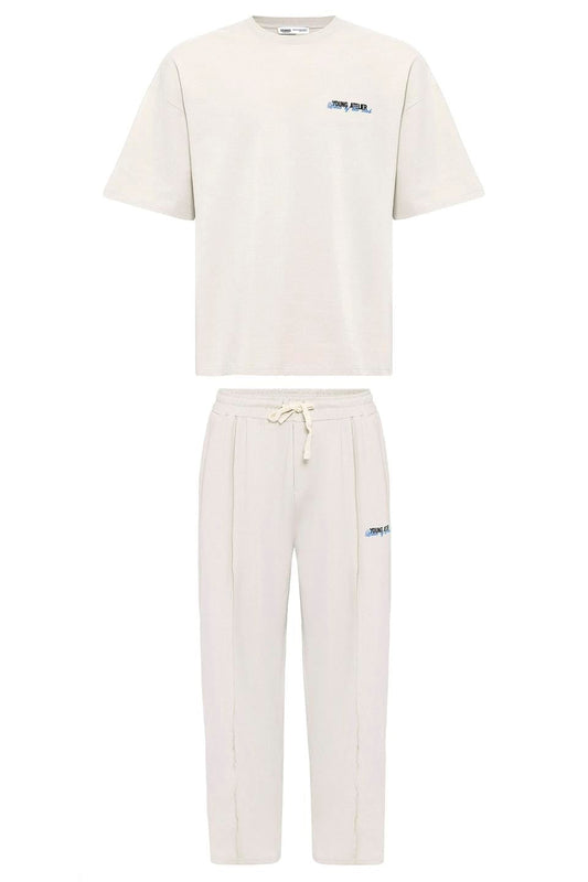 Oversized Sweatsuit Set with Slit Hem
