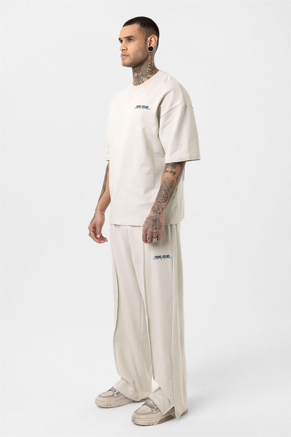 Oversized Sweatsuit Set with Slit Hem