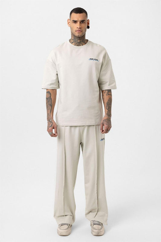 Oversized Sweatsuit Set with Slit Hem