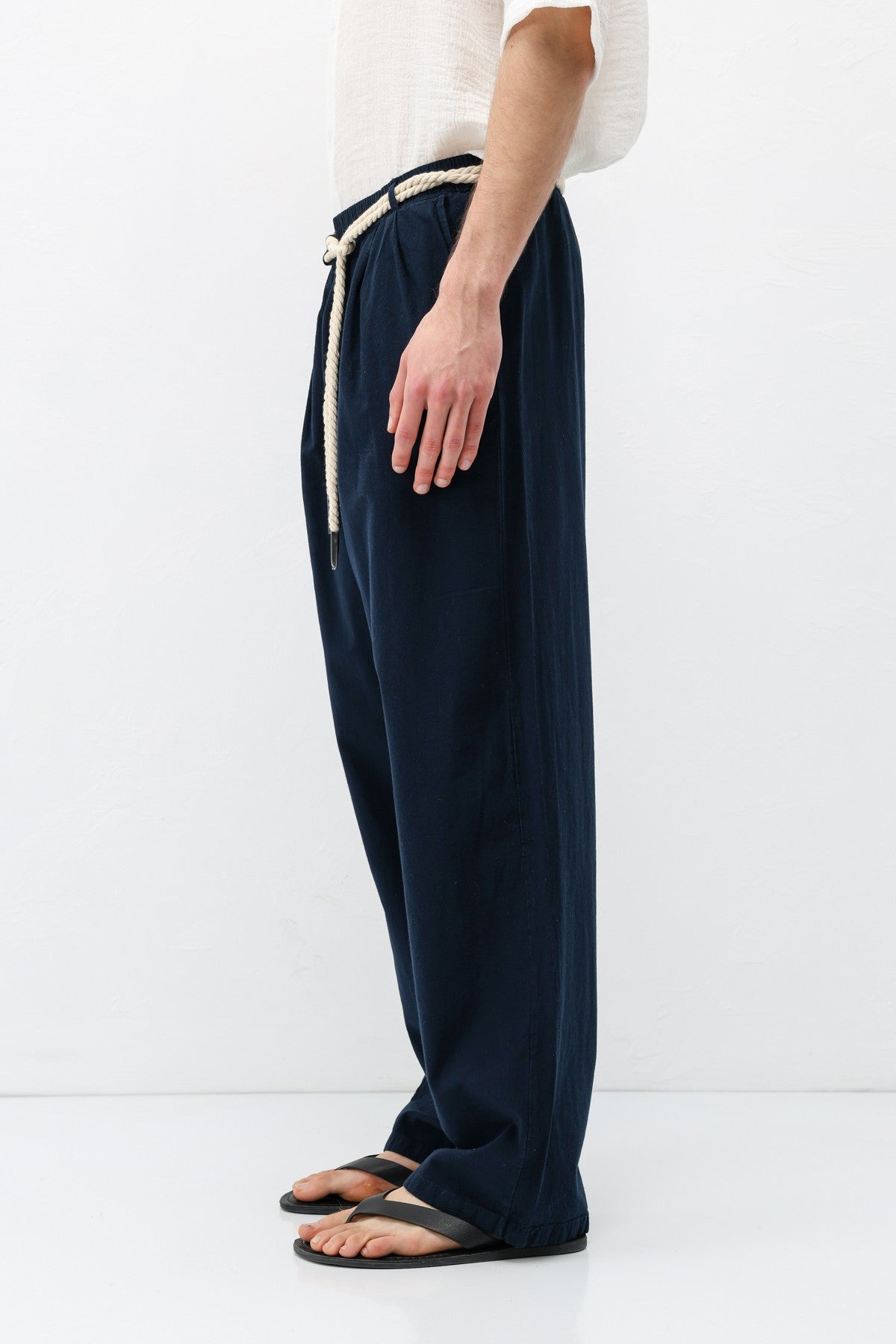 Oversized Linen Pants with Detailed Belt