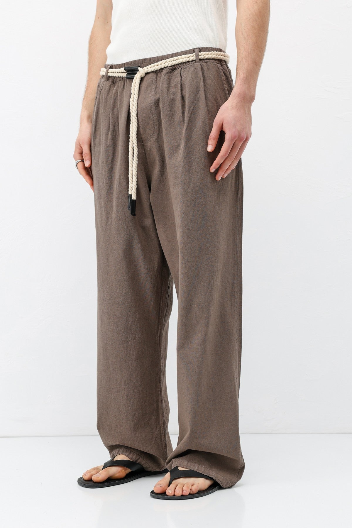 Oversized Linen Pants with Detailed Belt
