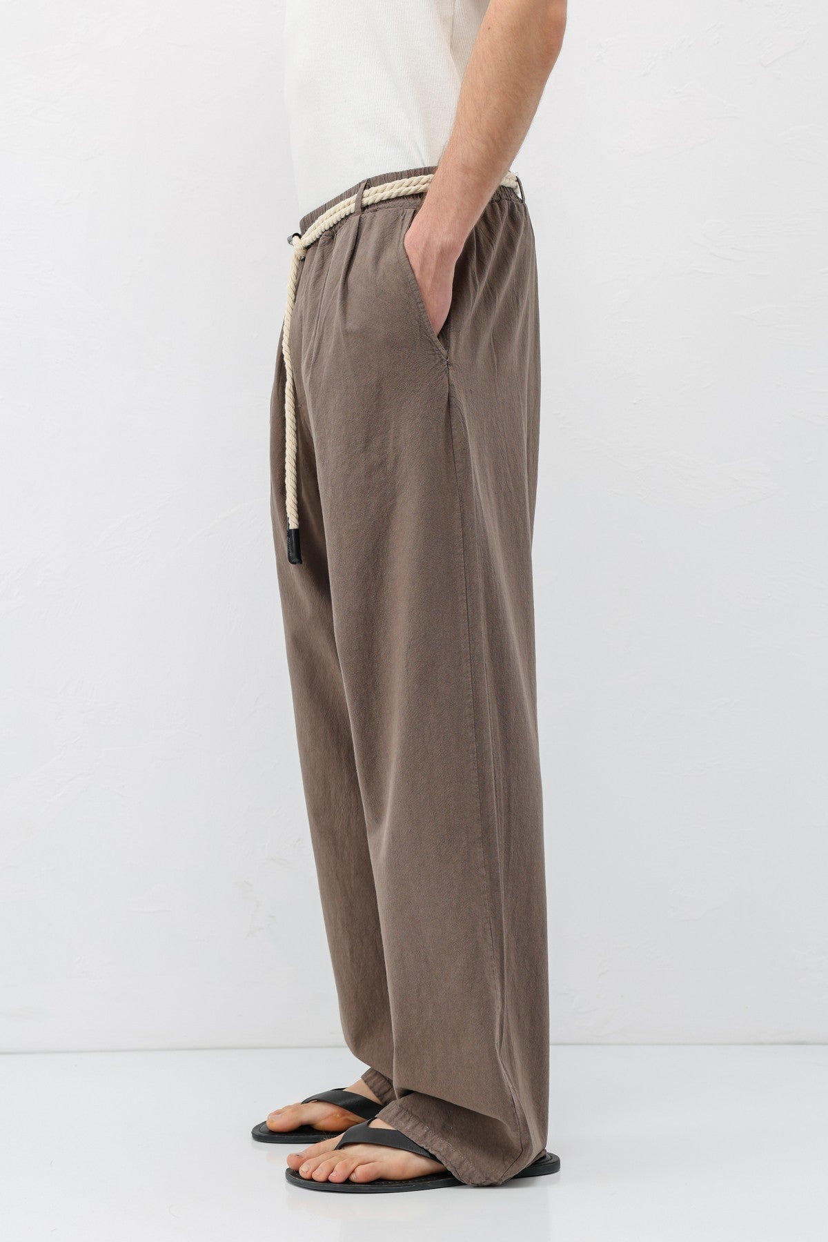 Oversized Linen Pants with Detailed Belt