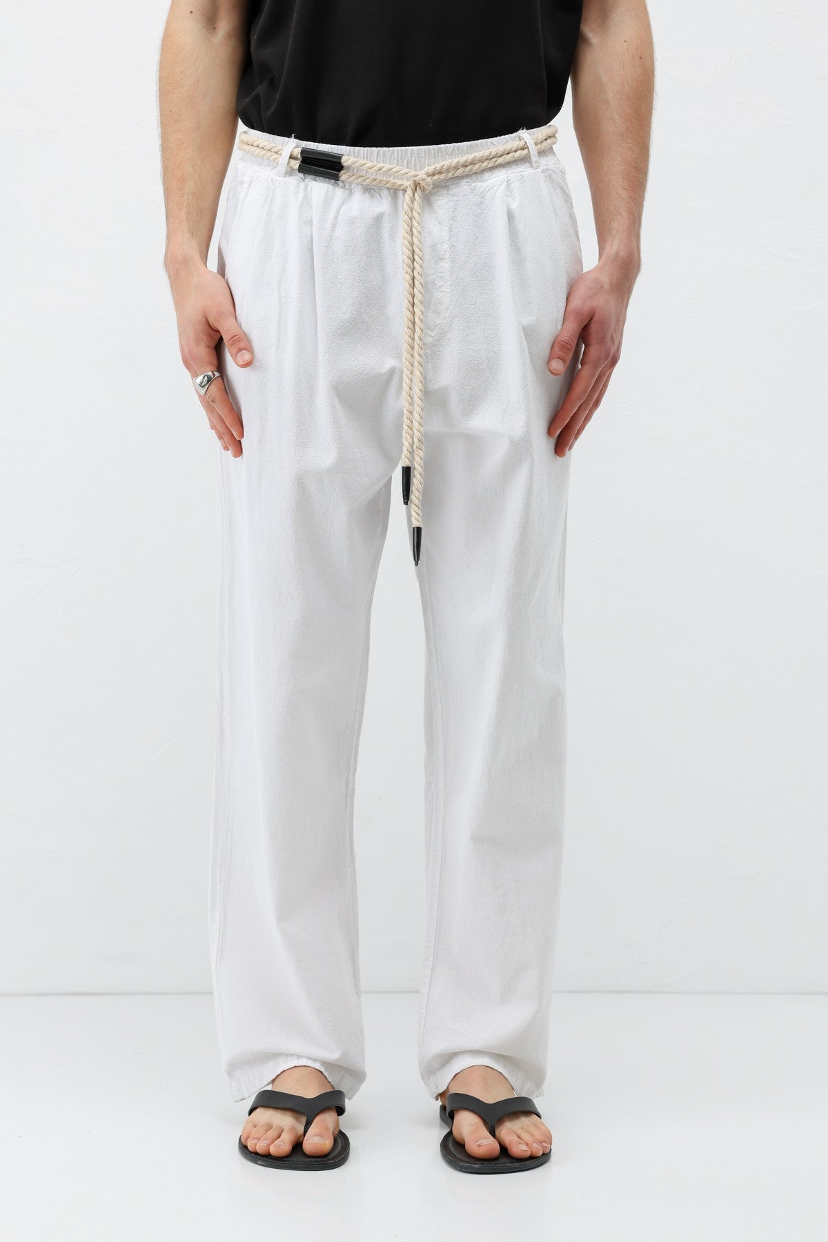Oversized Linen Pants with Detailed Belt