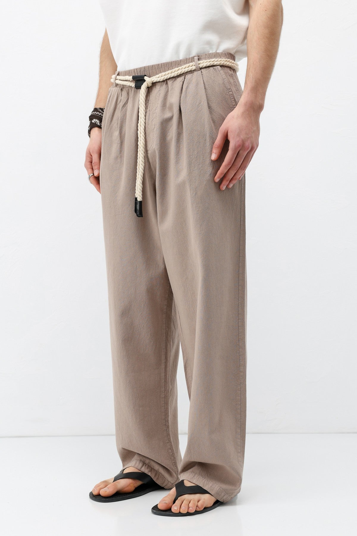 Oversized Linen Pants with Detailed Belt