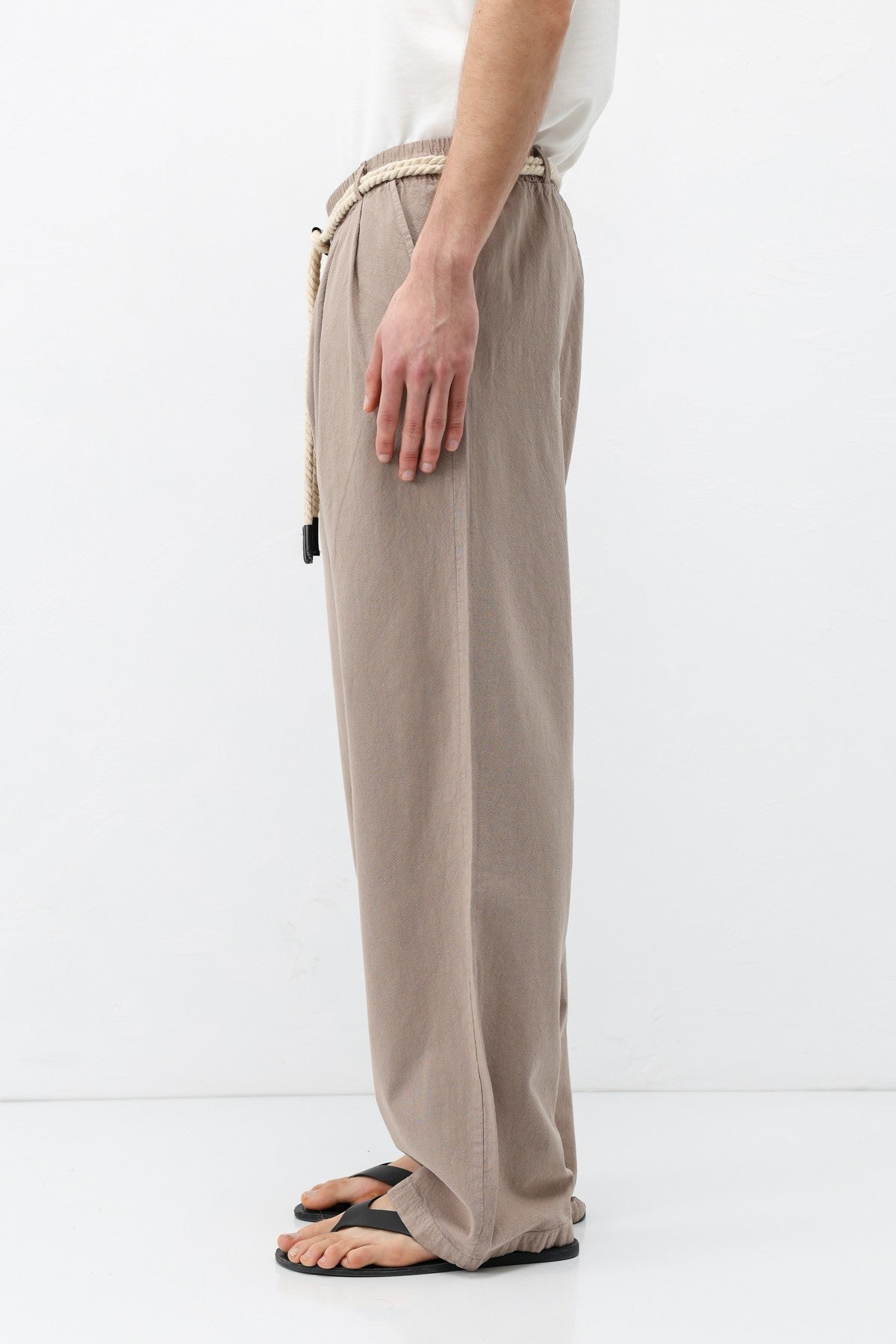 Oversized Linen Pants with Detailed Belt