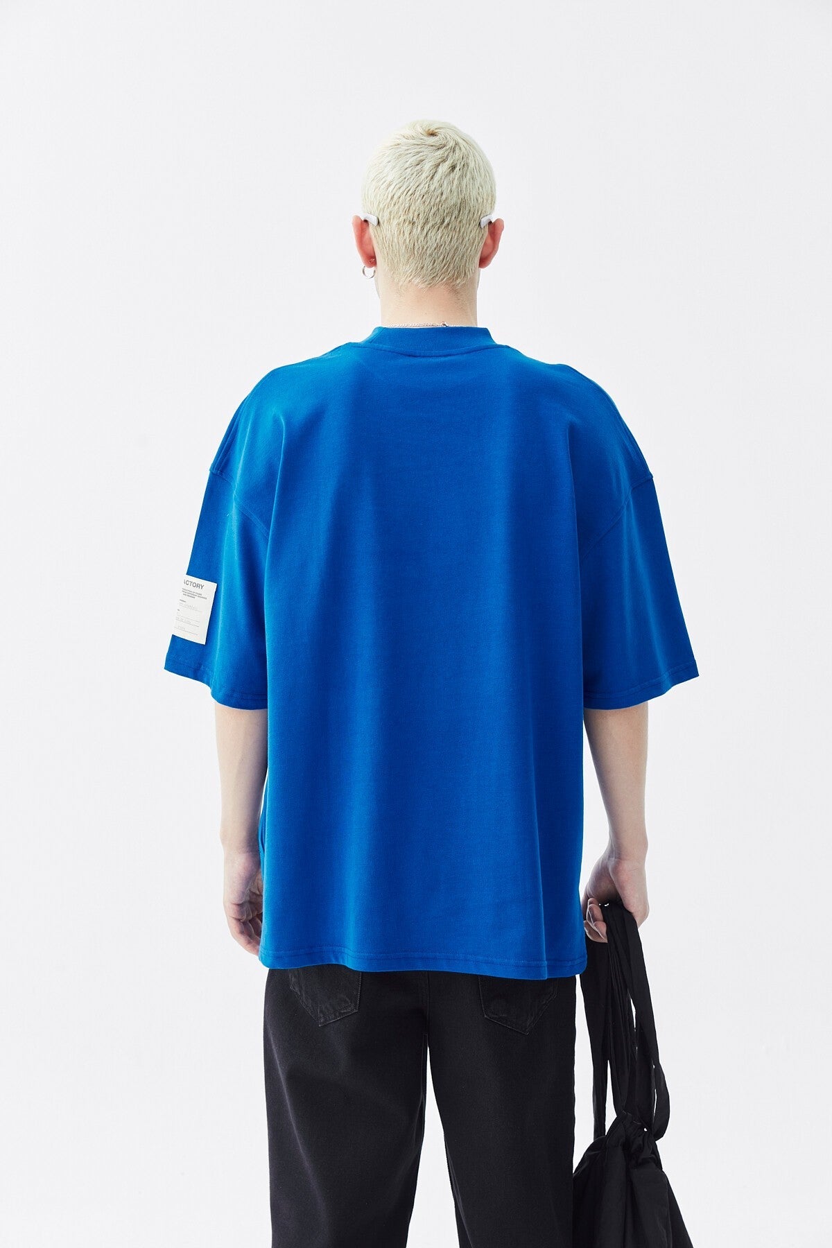Oversized T-Shirt with Fisherman's Collar and Label Detail