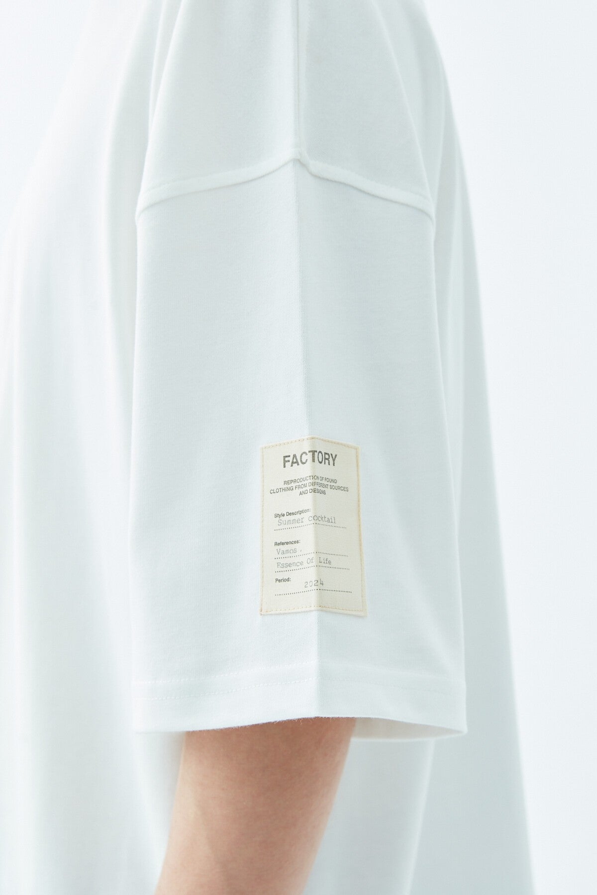 Oversized T-Shirt with Fisherman's Collar and Label Detail - Light Smoke
