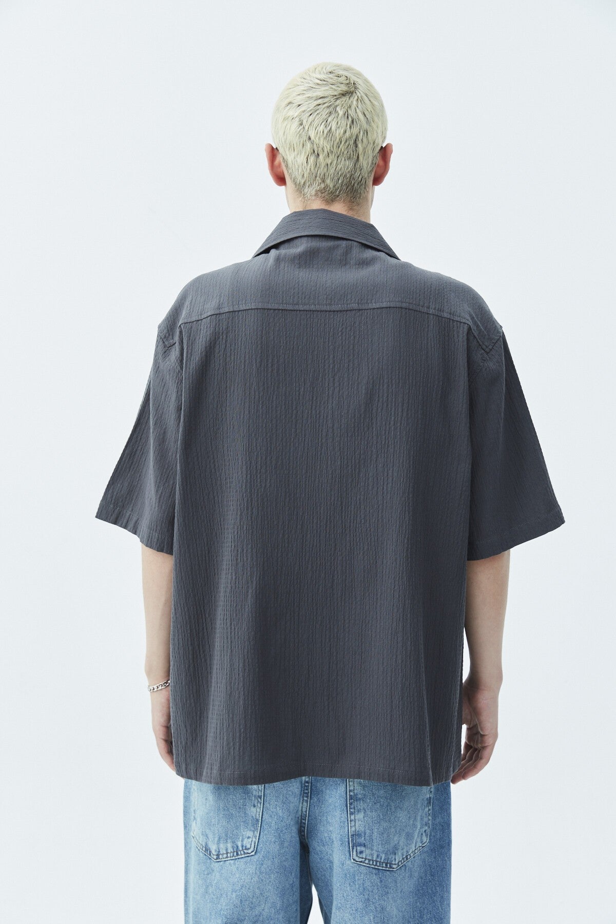 Oversized Short-Sleeve Linen Shirt with Pockets
