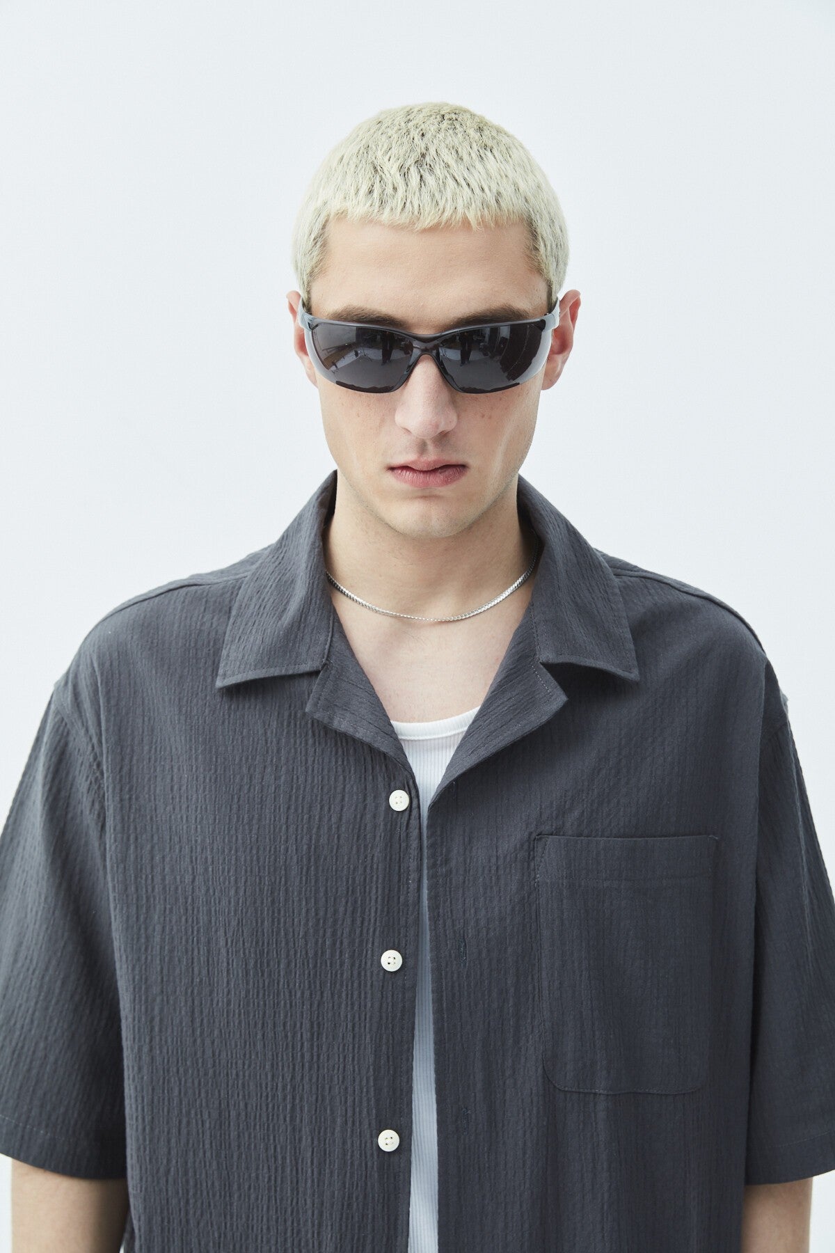 Oversized Short-Sleeve Linen Shirt with Pockets