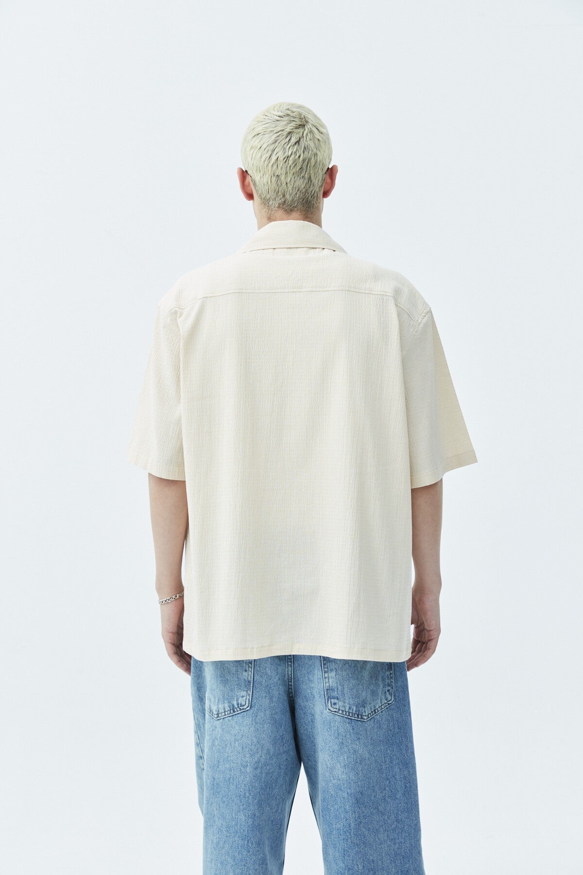 Oversized Short-Sleeve Linen Shirt with Pockets