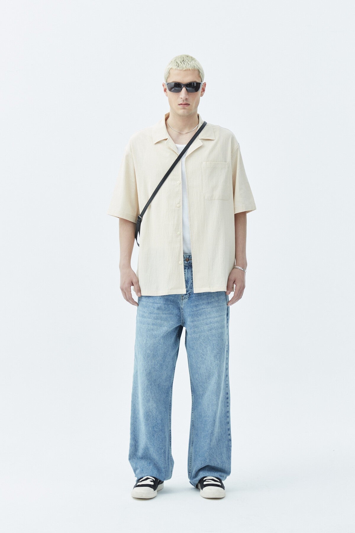 Oversized Short-Sleeve Linen Shirt with Pockets