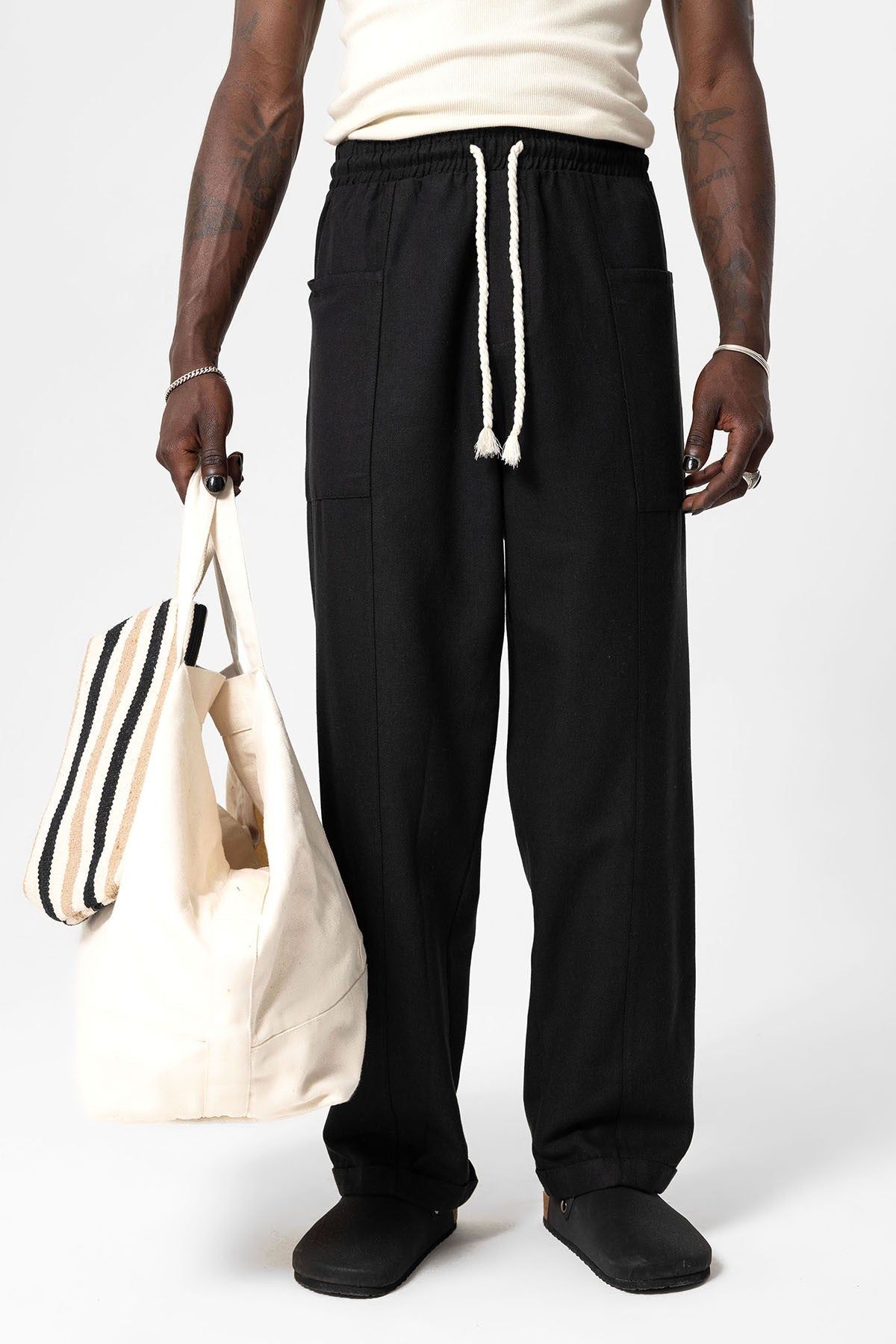 Baggy Linen Pants with Side Pockets