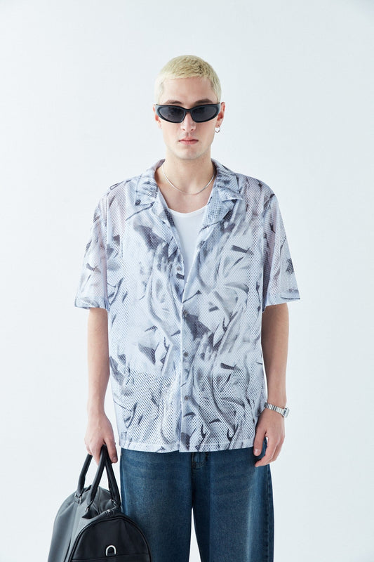 Patterned, Ribbed Oversized Shirt