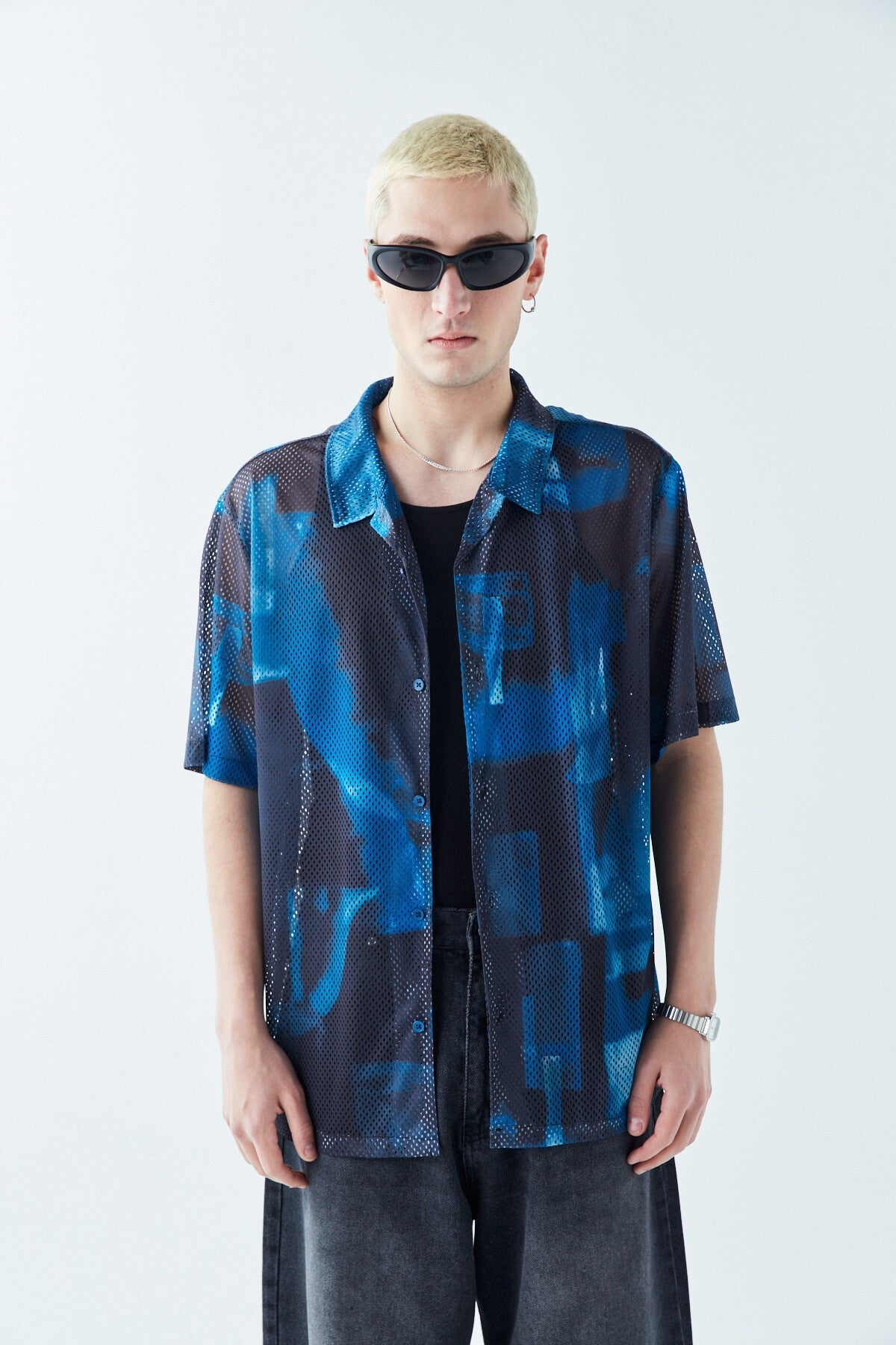 Patterned, Ribbed Oversized Shirt