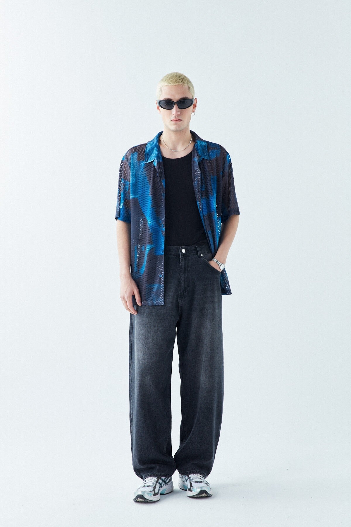 Patterned, Ribbed Oversized Shirt