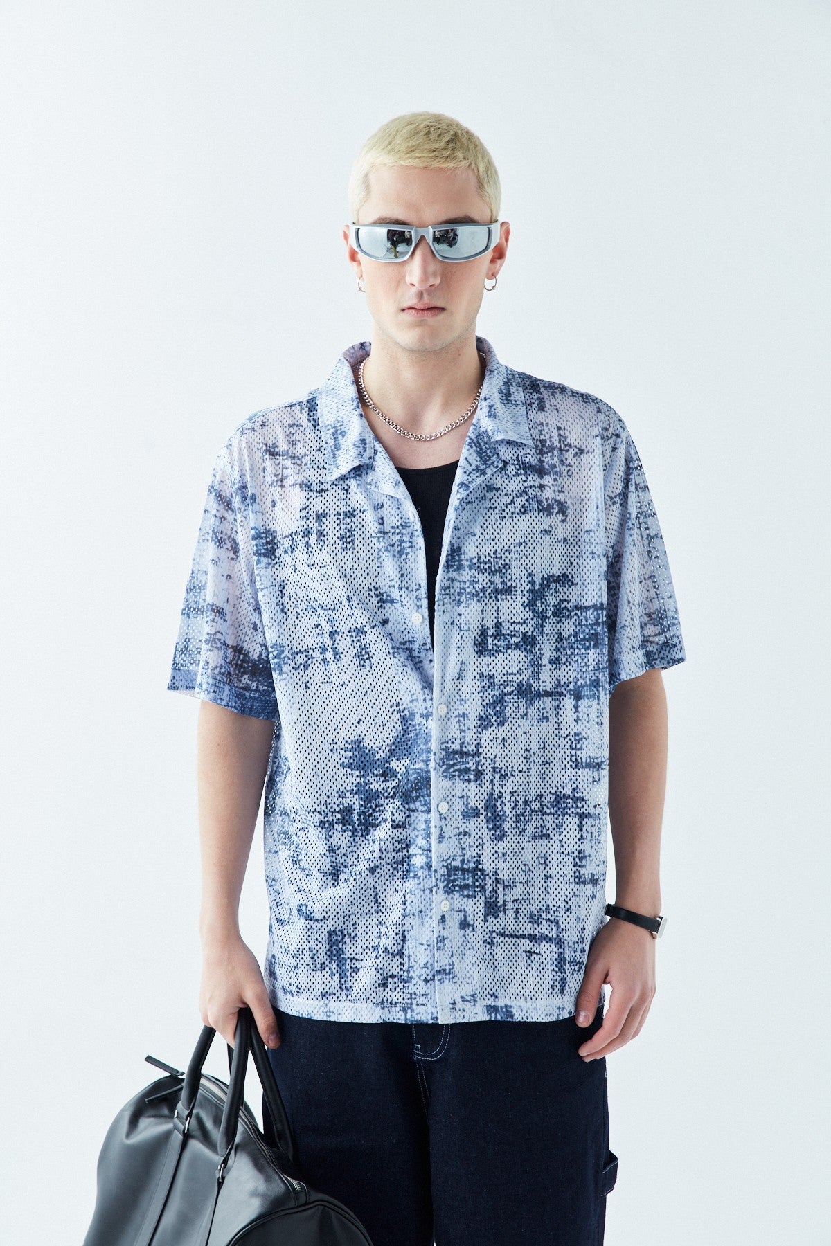 Patterned, Ribbed Oversized Shirt