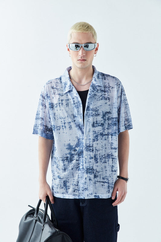 Patterned, Ribbed Oversized Shirt