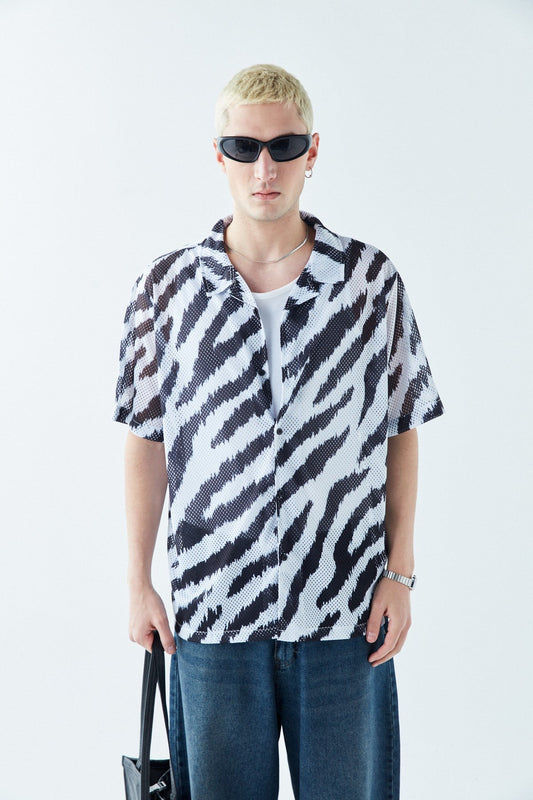 Patterned, Ribbed Oversized Shirt