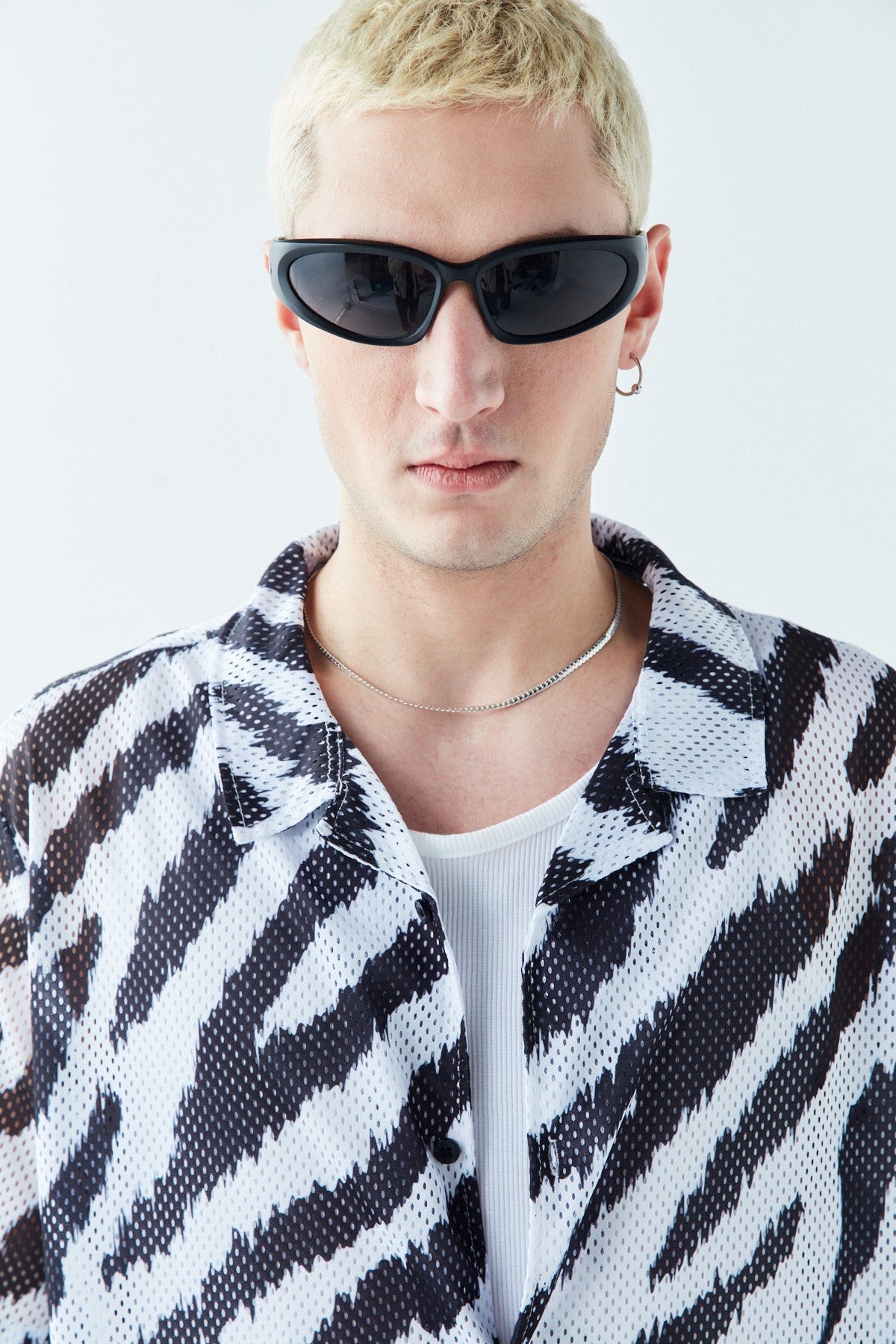 Patterned, Ribbed Oversized Shirt