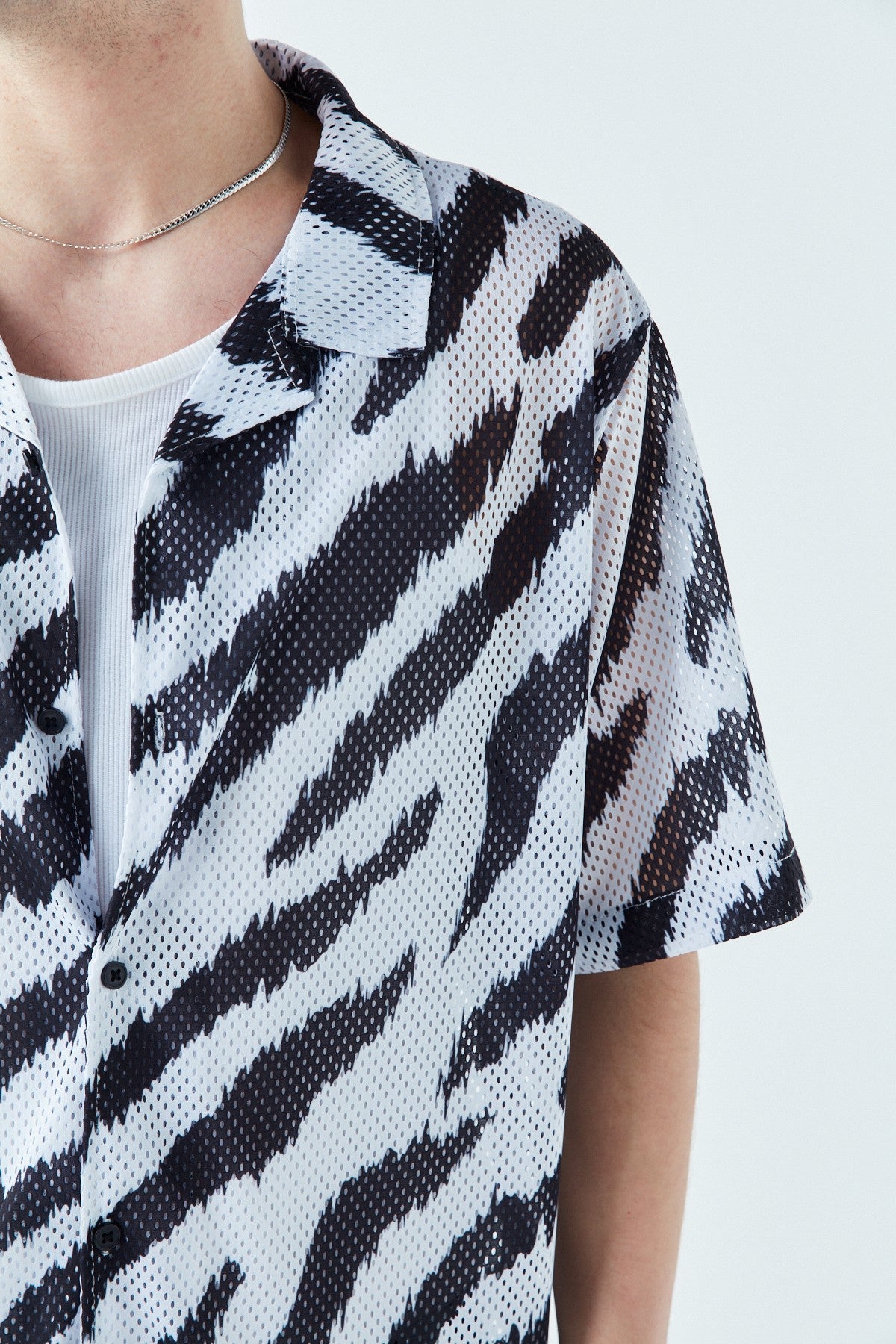 Patterned, Ribbed Oversized Shirt