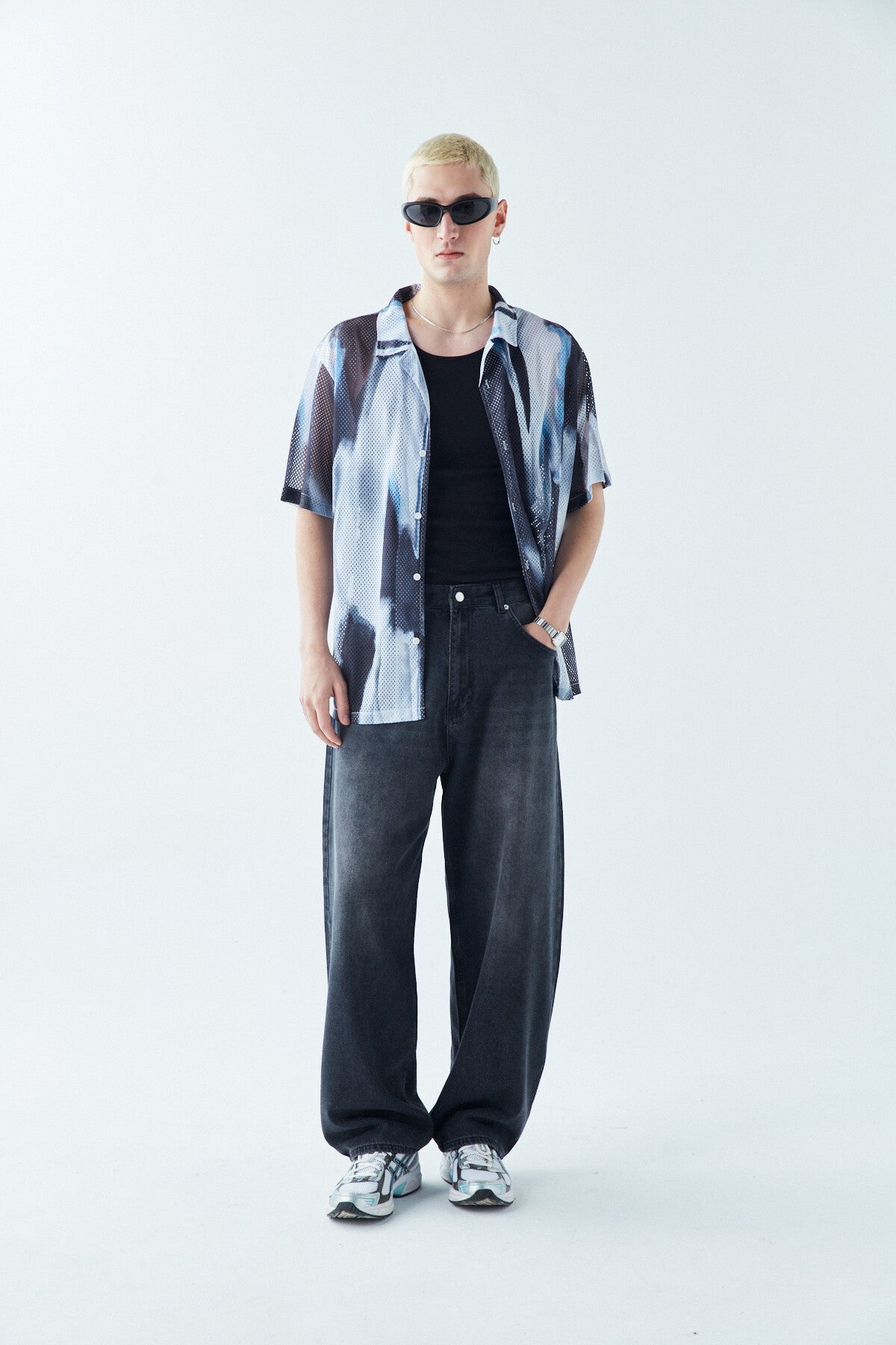 Patterned, Ribbed Oversized Shirt