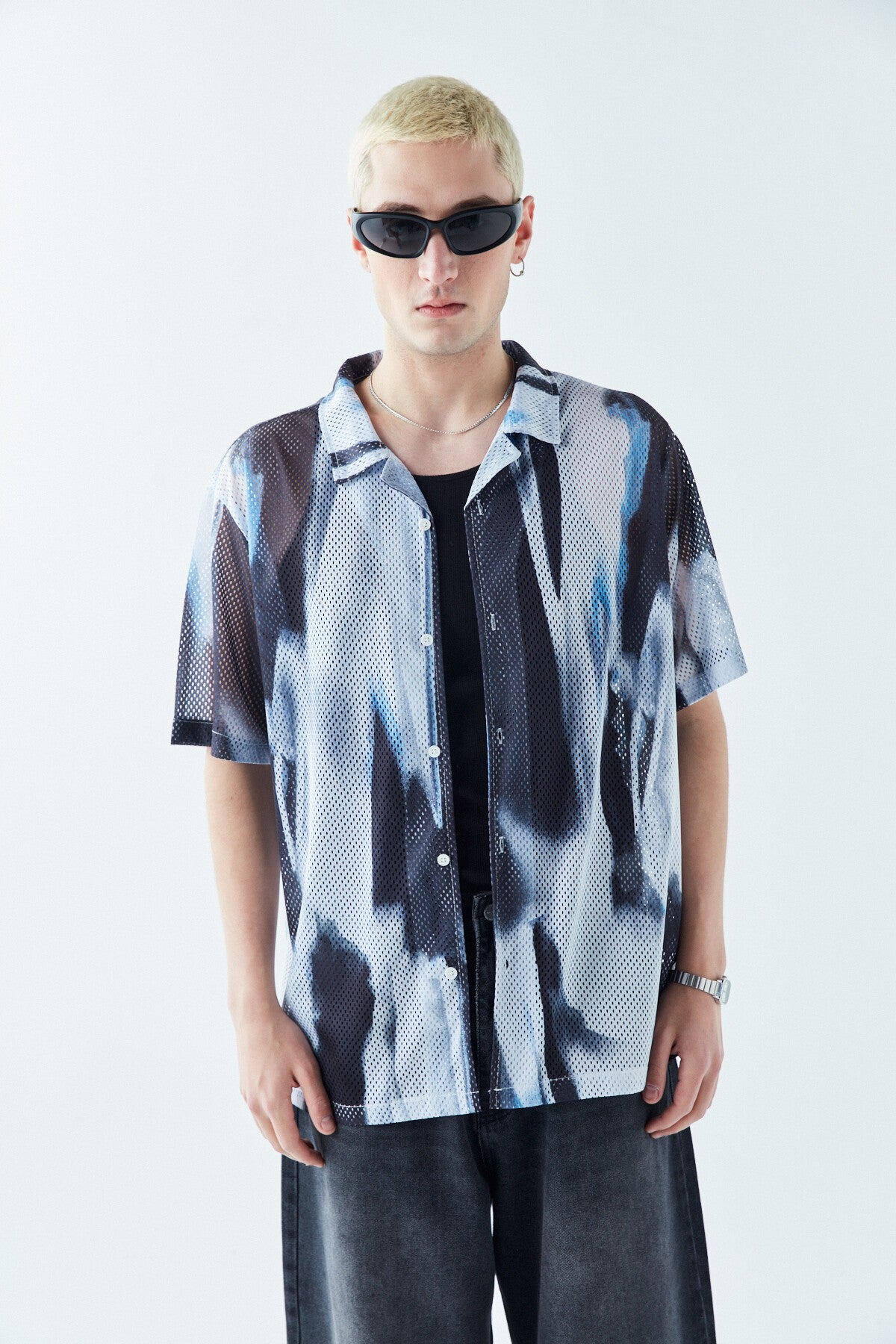 Patterned, Ribbed Oversized Shirt