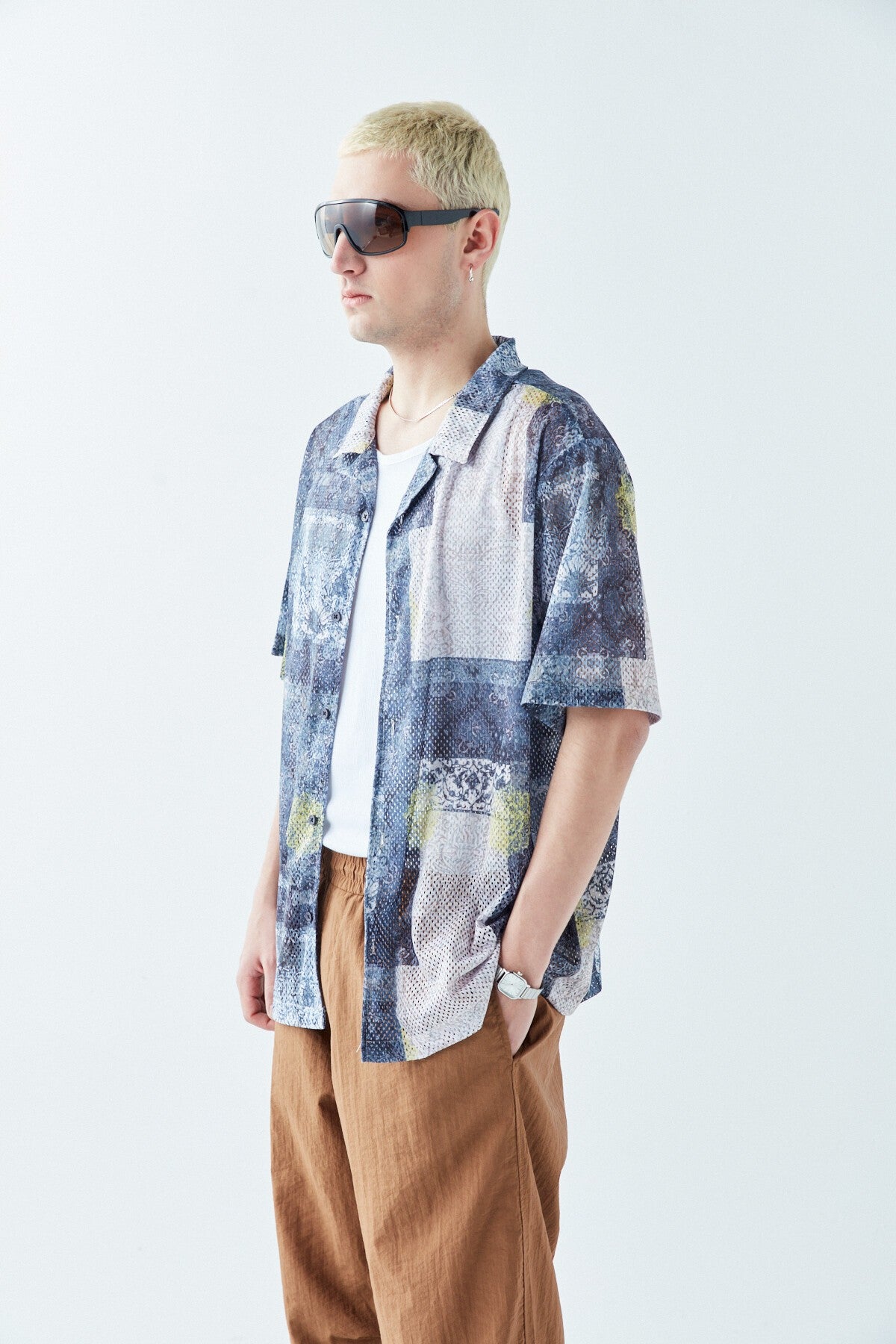 Patterned, Ribbed Oversized Shirt