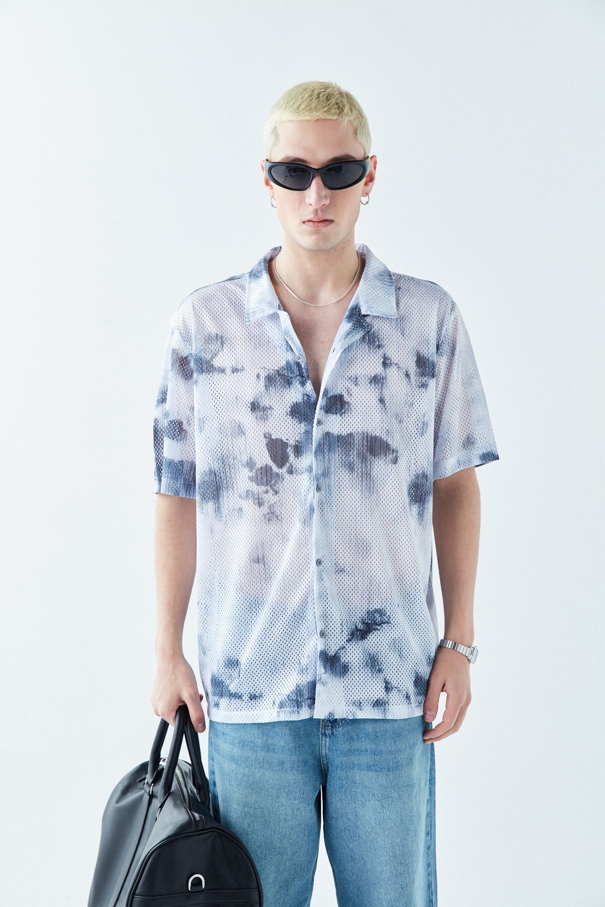 Patterned, Ribbed Oversized Shirt