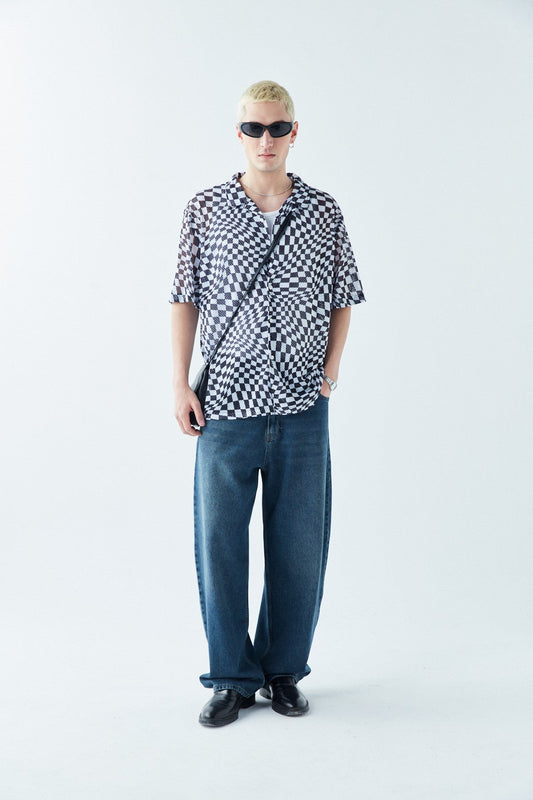 Patterned, Ribbed Oversized Shirt