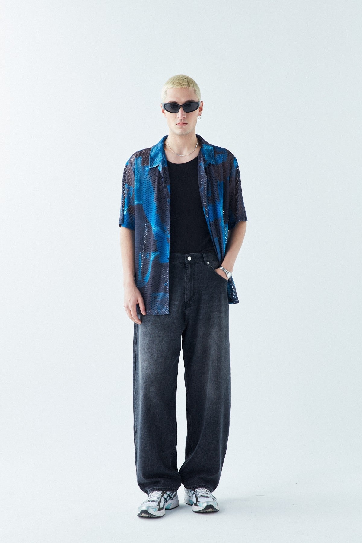 Patterned, Ribbed Oversized Shirt