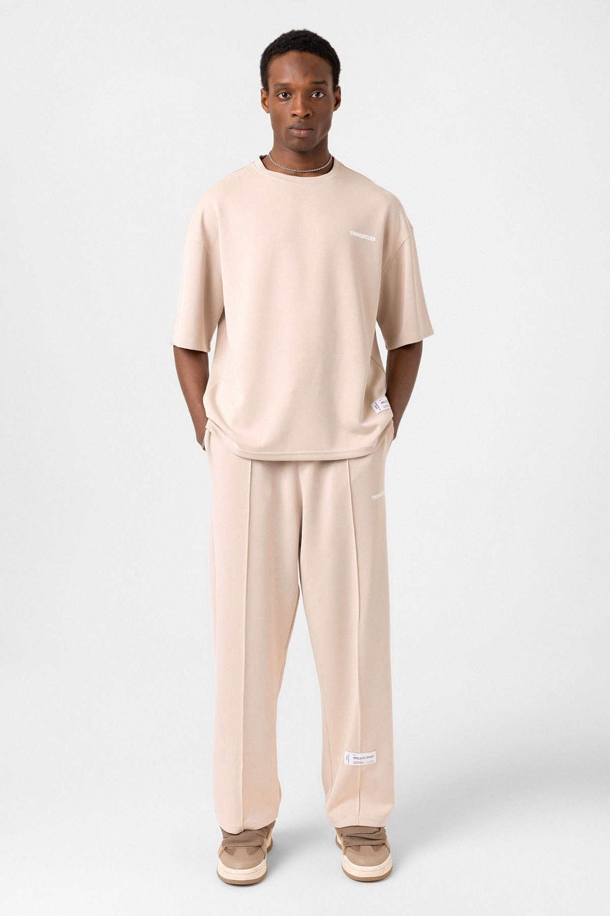 Label: Detailed Oversized Modal Fabric Sweatsuit Set