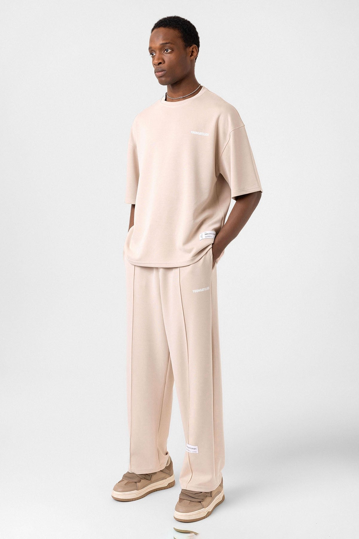 Label: Detailed Oversized Modal Fabric Sweatsuit Set