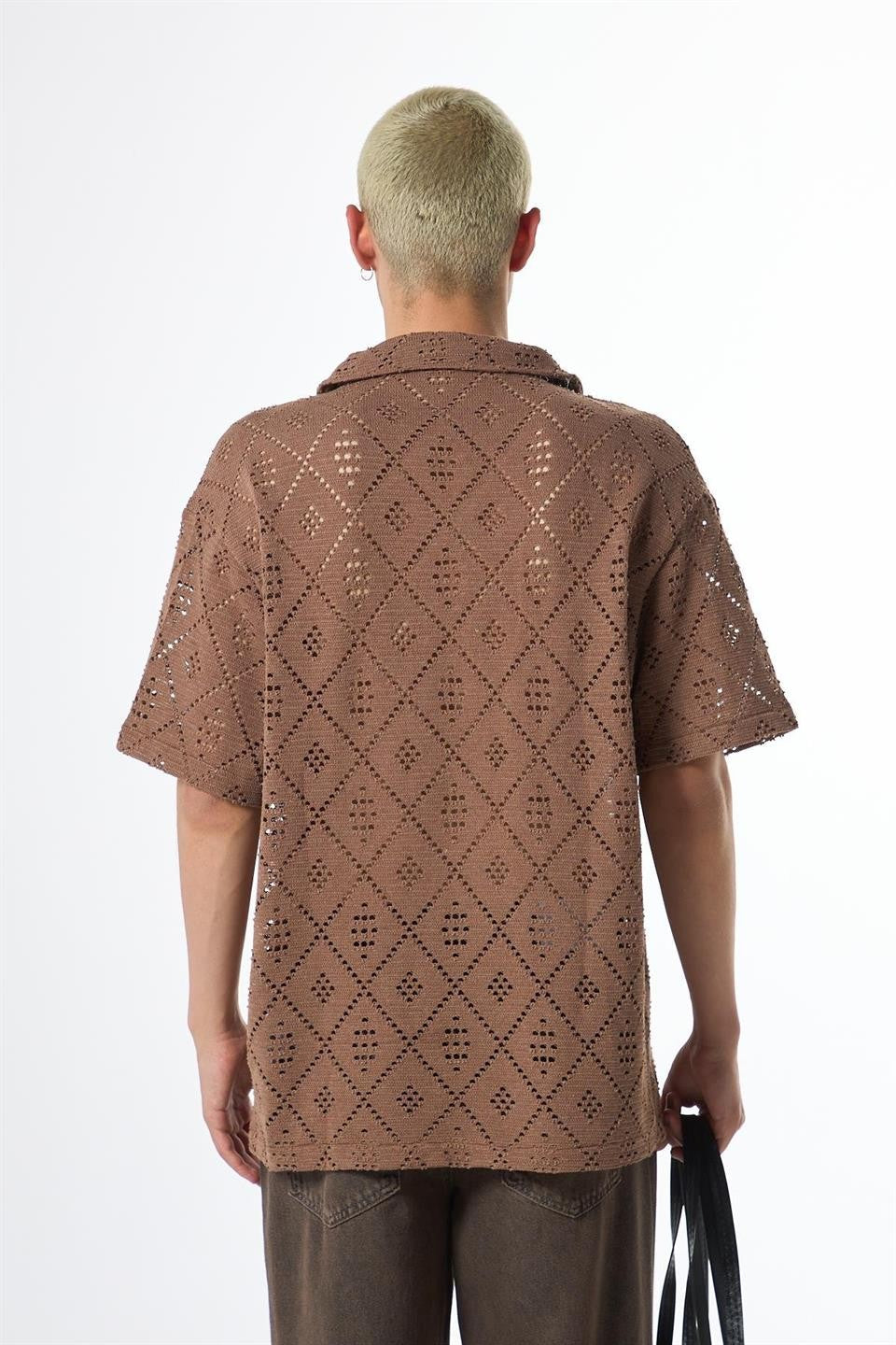 Oversized Short-Sleeve Knit Shirt