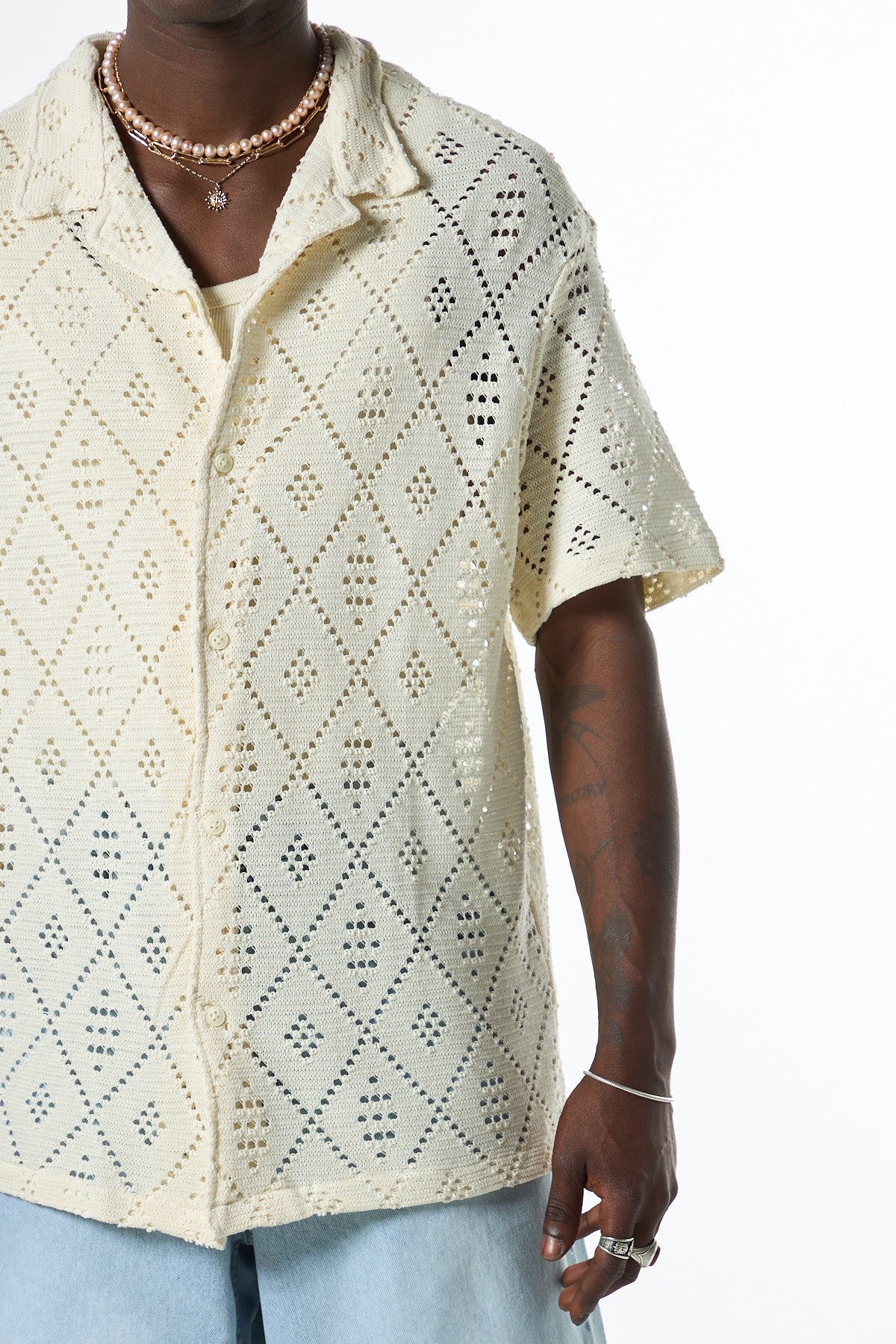 Oversized Short-Sleeve Knit Shirt