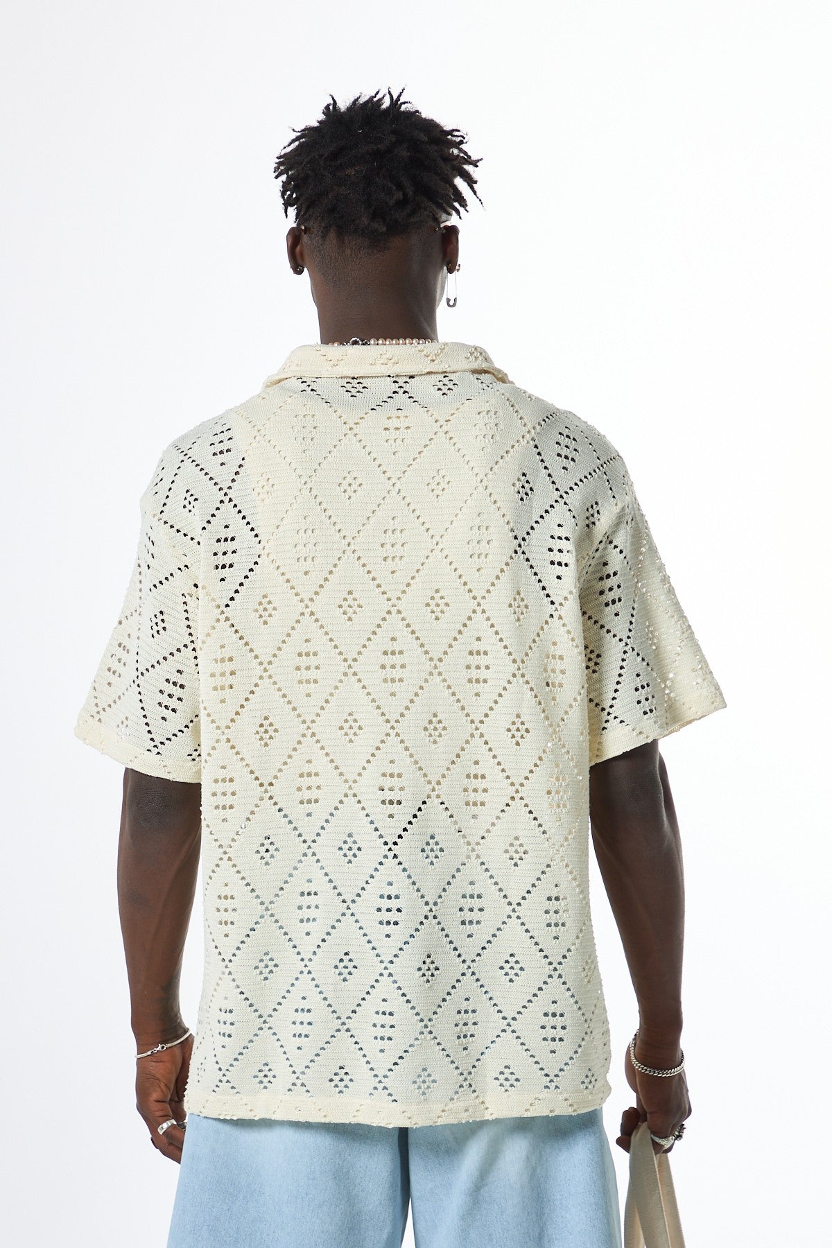 Oversized Short-Sleeve Knit Shirt