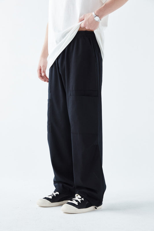 Baggy Linen Pants with Side Pocket Detail