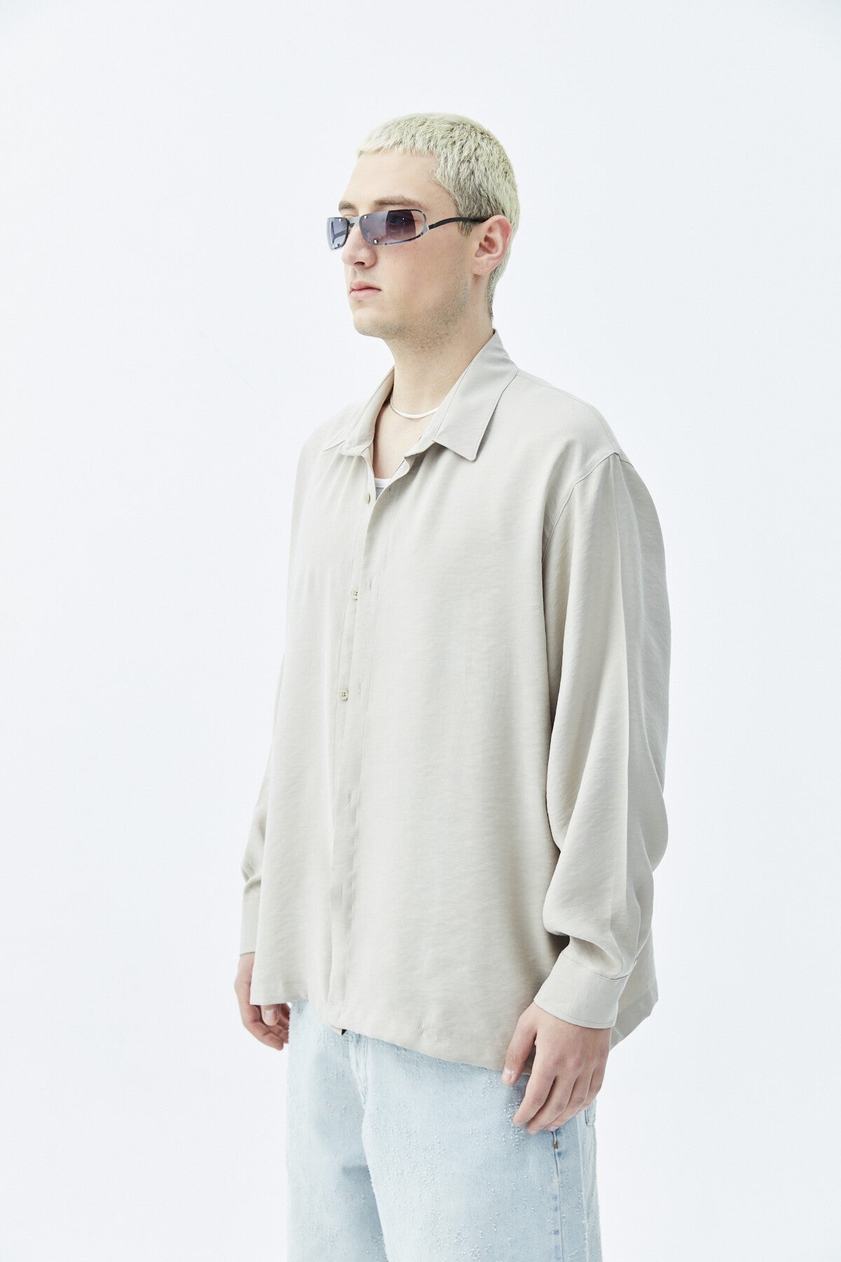Basic Oversized Long-Sleeve Modal-Blend Shirt
