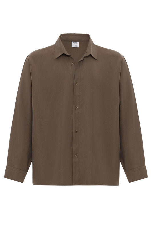 Basic Oversized Long-Sleeve Modal-Blend Shirt