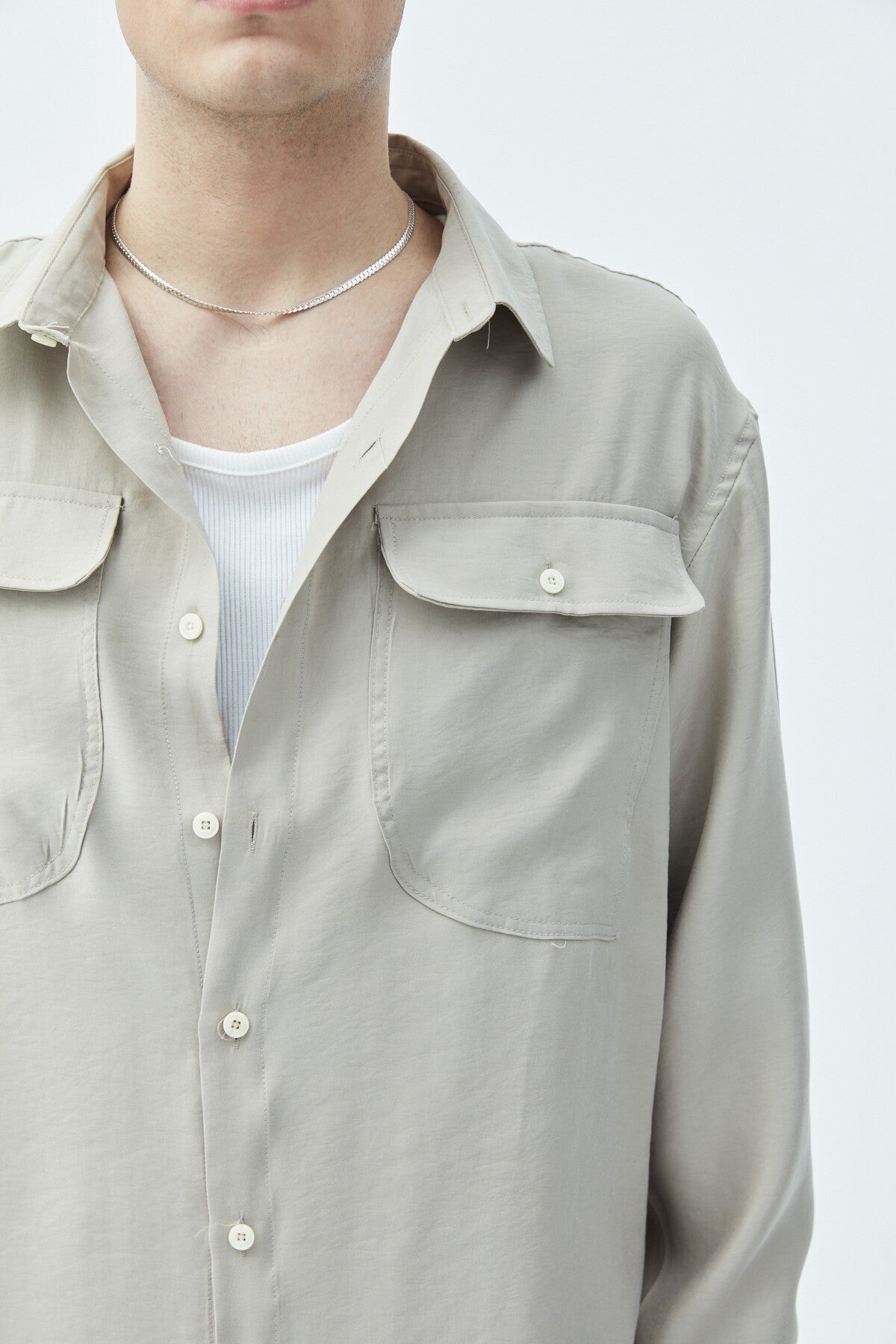 Long-Sleeve Modal Shirt with Double Pockets