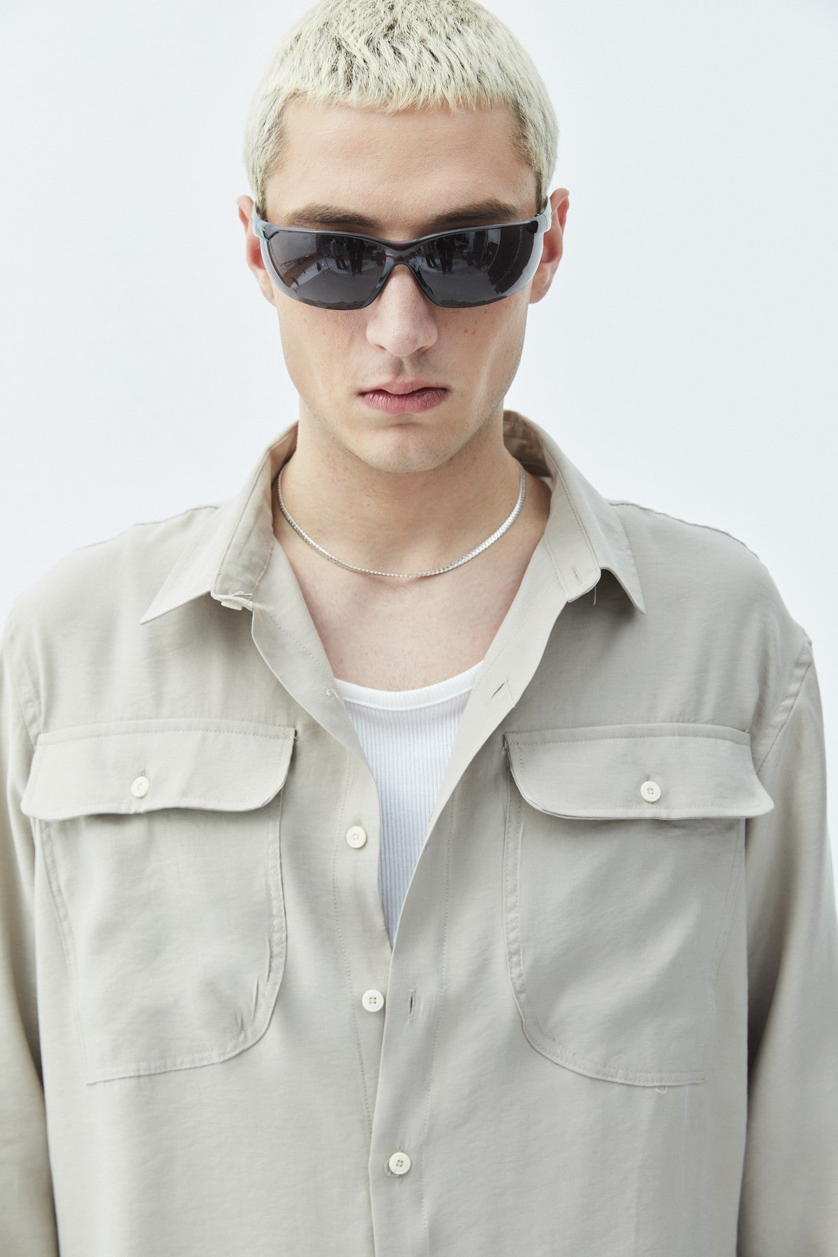 Long-Sleeve Modal Shirt with Double Pockets