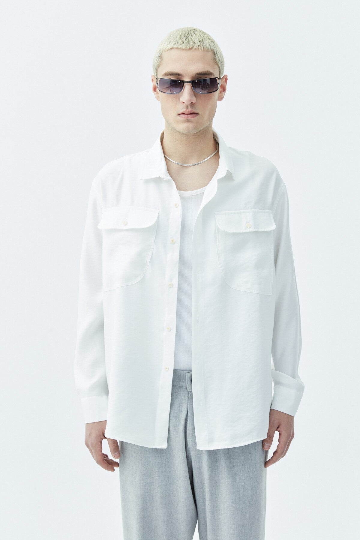 Long-Sleeve Modal Shirt with Double Pockets