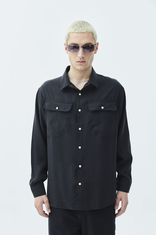 Long-Sleeve Modal Shirt with Double Pockets