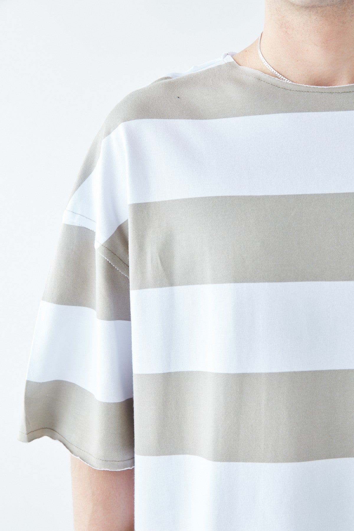 Oversized 100% Cotton T-Shirt with Digital Print Stripes