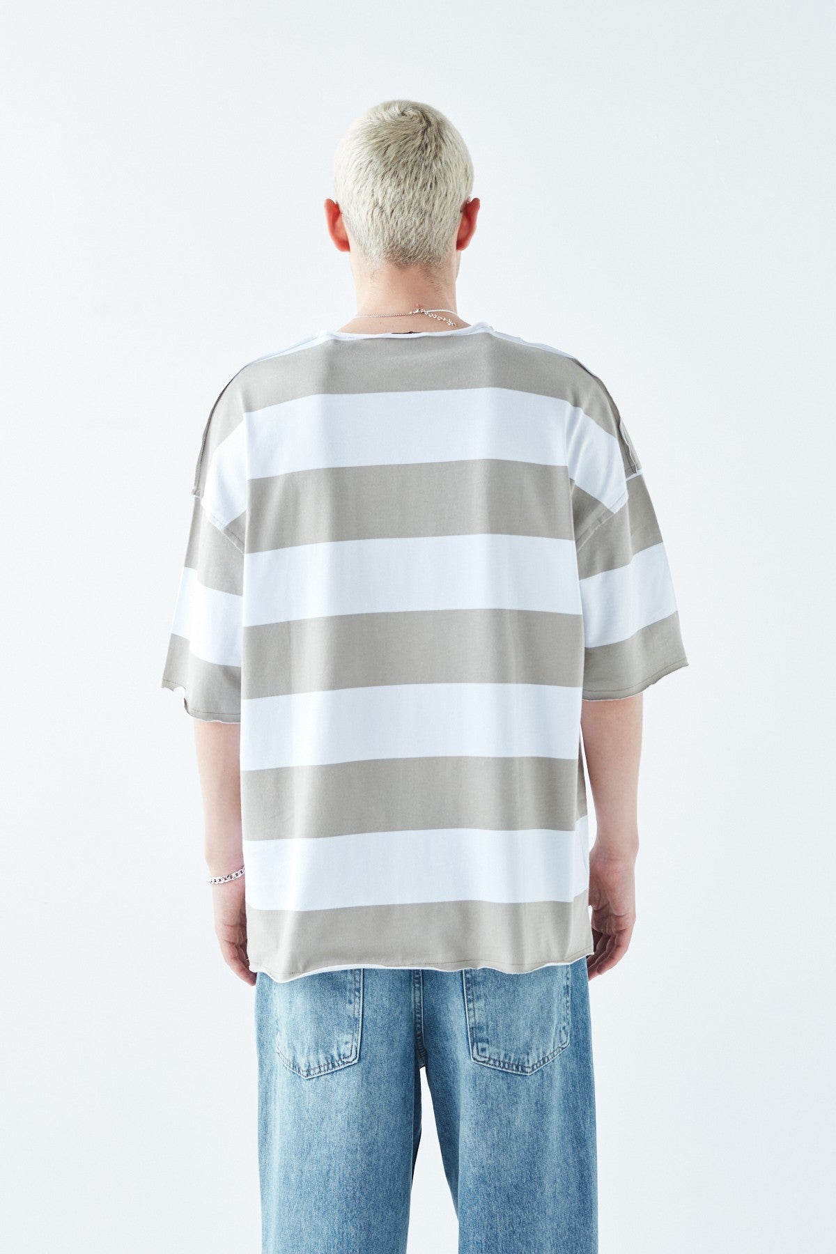 Oversized 100% Cotton T-Shirt with Digital Print Stripes